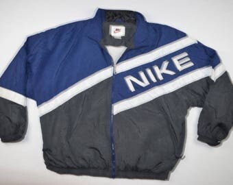 90s NIKE Full Zip Spell Out Big Logo Lined Nylon Windbreaker Jacket Mens 2XL, Vintage Nike Jacket, Retro Nike Windbreaker, Vintage Jacket