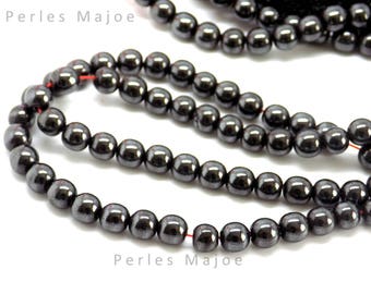Lot de 20 perles hématites rondes véritable 6 mm