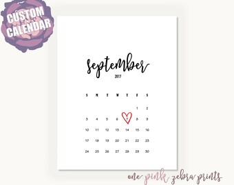 Custom Pregnancy Date Announcement Calendar, Script Font, Baby Due Date Digital Print Download, Red, Pink, Blue, Green, Gray 8.5"x11" Letter