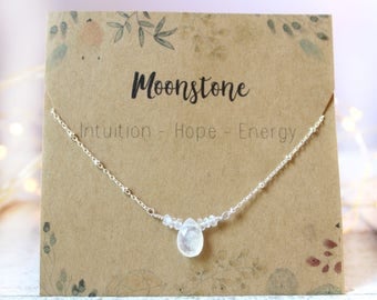 Birthstone Moonstone Necklace, Moonstone Jewelry, Moonstone Gold Necklace, Moonstone Chain Necklace, Rainbow Moonstone Necklace