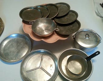 Vintage aluminum camping cookware