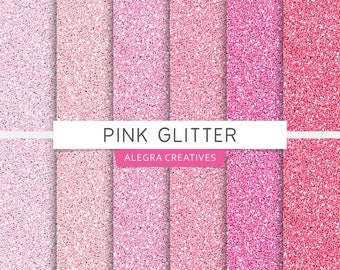 Pink Glitter digital paper, pink shades, soft pink, hot pink, glitter textures, scrapbook papers (Instant Download)