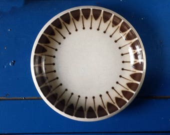 Boch, La Louvière, Belgium: 'Spritzdekor' space-age mid-century plate in typical brown-tones