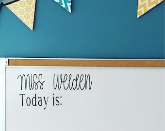 Teacher Name Vinyl, Teacher Wall Decal, Classroom Decorations, Classroom Decor, Classroom Wall Decal, Teacher Calendar Decal