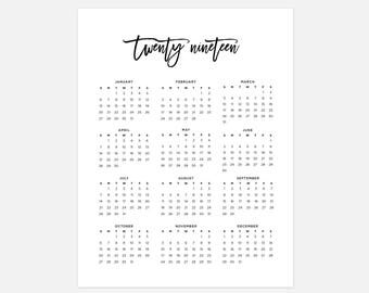2019 Yearly Calendar - FREE DOWNLOAD