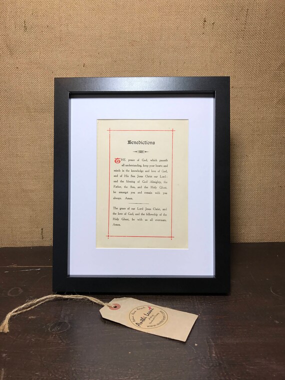 Benedictions - Bible Page Print - Mounted Vintage Book Page Print - Benediction Prayer - Printed Prayer - Blessings From God - Family Gift