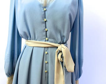 1940's style blue Tea Dress lace trims