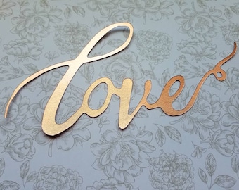 Rose gold Calligraphy "Love" Cake Topper - Great for Wedding, Valentines Day ,Birthday Party, Baby Shower, Anniversary Cake Decorations