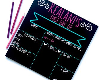 First Day of School Chalkboard - Back to School - Chalkboard - Reusable Chalkboard - School Chalkboard - 1st Day of School - Girl Chalkboard