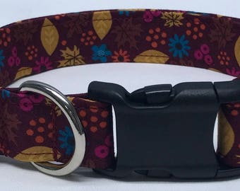 dog collar, Burgundy leaves, fall, fall dog collar, autumn, autumn dog collar, autumn collar