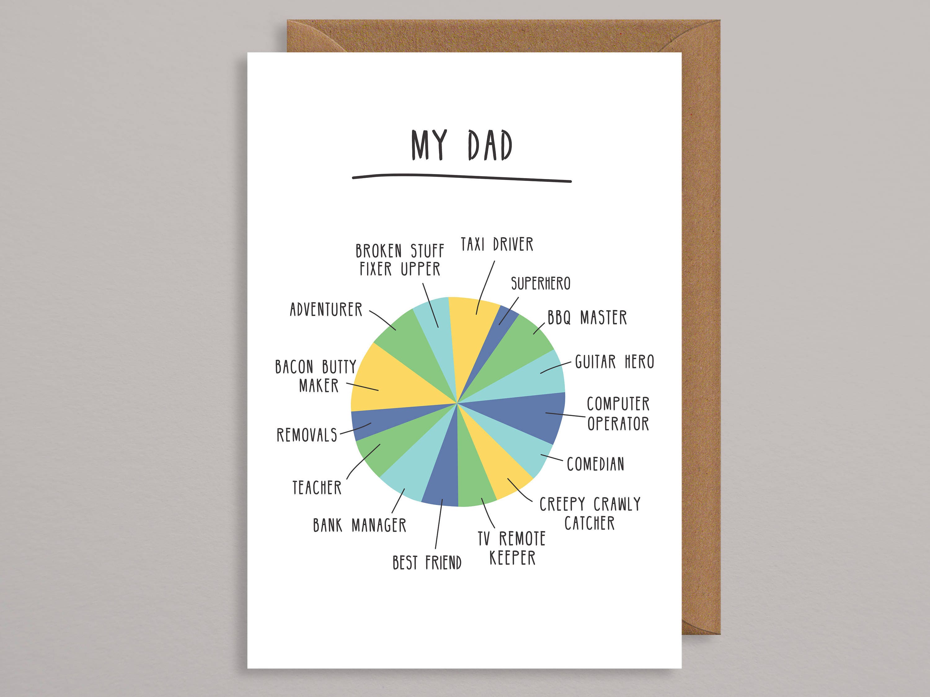 My Dad Pie Chart Father's day card Creepy Crawly Catcher