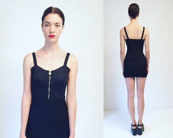 WEEKEND40%OFF Vtg Gianni Versace Versus Black Stretchy Mini Dress