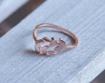 Rose Gold Branch Ring, Rose Gold Leaf Ring, Rose Gold Ring, Boho Rose Gold Ring, Adjustable Boho Ring, Boho Stacking Ring, Stacking Ring