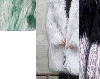 LONG fur coat -Mongolian Lamb faux fur coat- Faux fur winter coat- exotic fur jacket- Gray Shaggy Faux Fur- boho fur coat