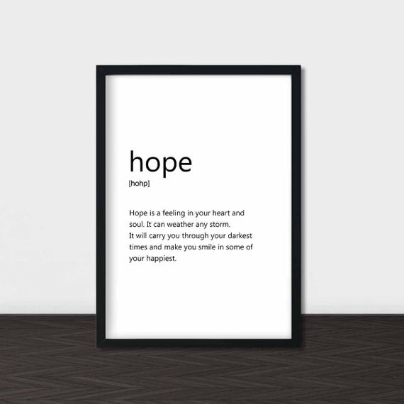 Hope Definition Print Hope Word Art Wall Words Definition