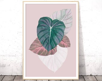 Leaf Printable, Tropical Wall Art, Tropical Decor, Botanical Print, Leaf Print, Green Leaf Decor, Leaf Photo, Tropical Photo, Pastel Prints