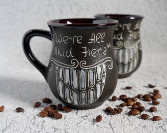 Funny mugs for men Ceramic mug set Moving gift for doctor We are all mad here Tea cup set Cheshire cat mug Alice in wonderland Smile mug