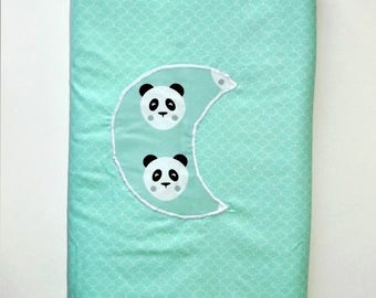 "Pandas" /polaire watery green cotton baby blanket