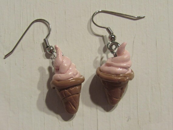 Strawberry Ice Cream Polymer Clay Earrings