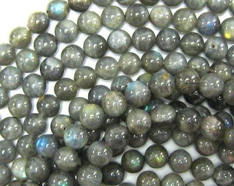 9mm grey labradorite round beads 16" strand 33861