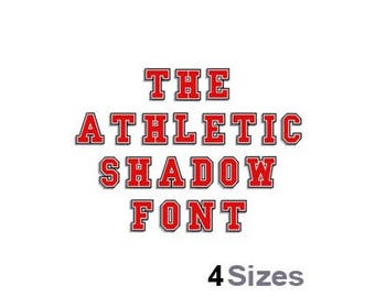 The Athletic Shadow Font - Machine Embroidery Font - 4 Sizes, Lettering, Letters, Alphabet, Font Set, Sport Font, School Font, Varsity Font