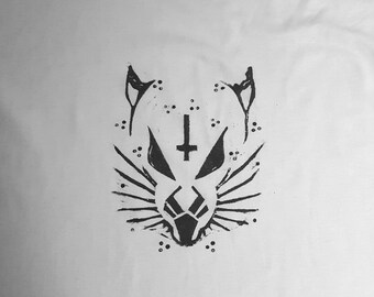 15% off! Die Antwoord Rats Rule block printed t-shirt, original art Yolandi Ninja on White T-shirt. Sizes are Unisex, not Male Specific