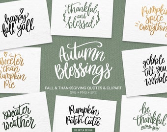 Fall Svg bundle, Thanksgiving Svg files, Svg clipart, Autumn svg, Fall svg, Svg cut files, Quote svg, Handlettered svg, Svg commercial use,