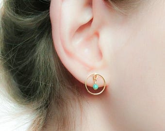 SALE - Opal Earrings Dangle-Opal Stud Earrings-Gold Earrings-Minimalist Earrings Gold-Open Circle Earrings Opal-Earrings Handmade-Everyday E