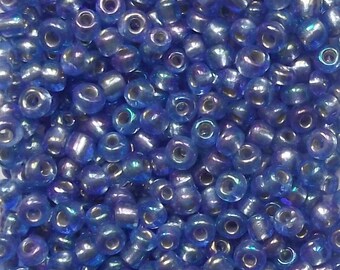 Size 8/0 rainbow finish transparent dark blue seed beads 20