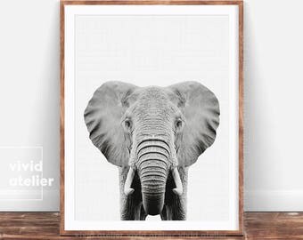 Black and White Elephant Print, Nusery Animal, Safari Nursery Print, Nursery Art Decor, Safari Animals, Nursery Printable, Baby Nursery, DIY