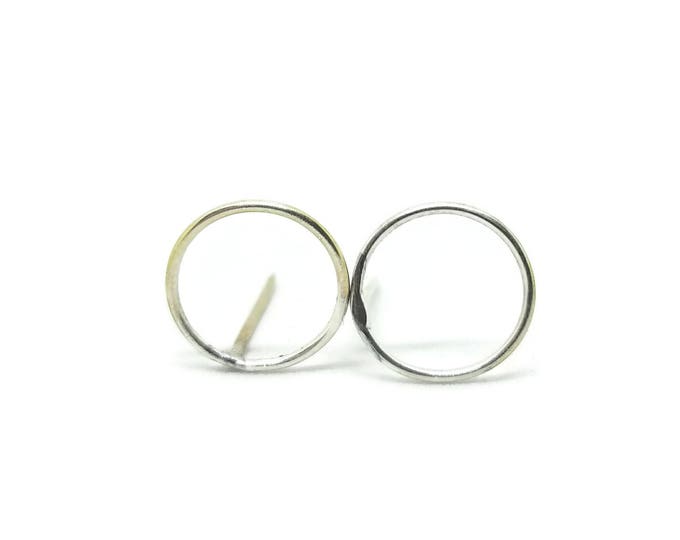 Sterling Silver Circle Earrings, 14 mm Circle Earrings, Geometric Earrings, Unique Birthday Gift, Gift for Her, Stocking Stuffer