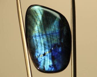 21,99 cts - Spectrolite de Finlande - Ylämaa - cabochon - labradorite gemme wrap silver bezel sertir bijoutier joaillier