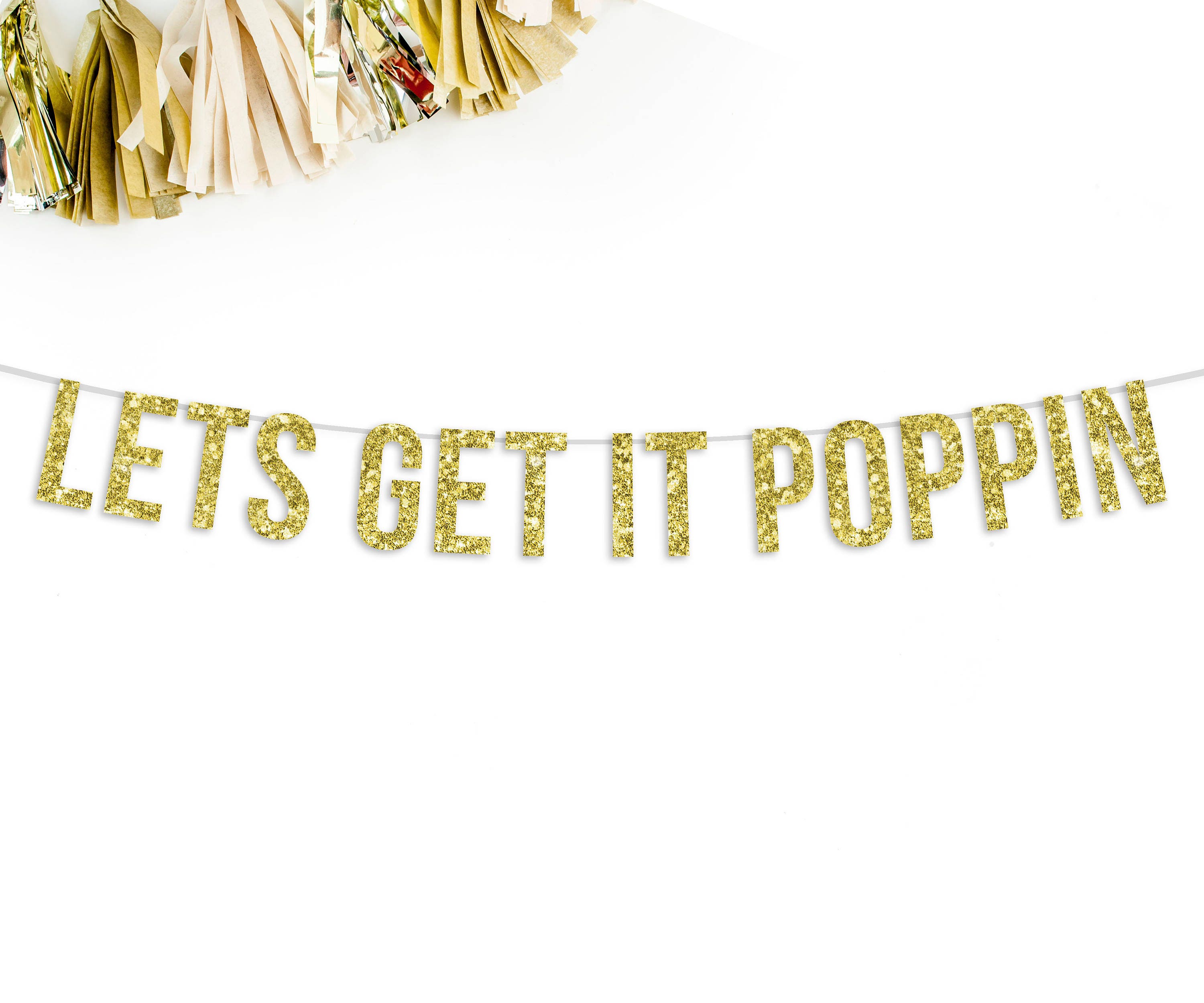 Let's Get It Poppin' Glitter Party Banner baby