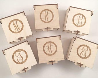 Monogram Trinket Box, Small Wooden Box, Monogram Small box, Party Favor Box, Custom Wood Box, Custom Gift Box, Personalized Trinket box