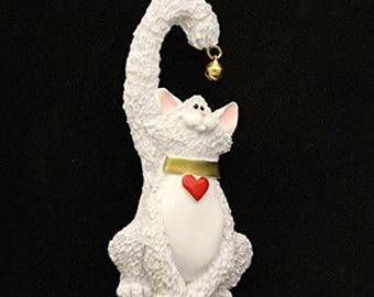 White Personalized Cat Christmas Ornament, Ornament, Personalized, Cat Ornament, Cat, White Cat,