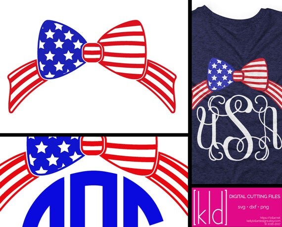 Download American Flag Bow 4th of July Bow svg Bow Monogram svg