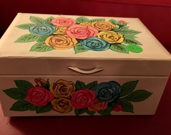 Amazing Vintage 1960'S Floral Dancing Ballerina Music Box Jewelry Box