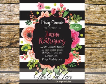 Baby Shower, Kate Spade, Floral, pink, stripes.