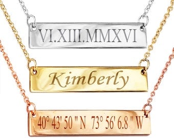 Personalized necklace, Bar necklace, Gold Bar Necklace, Name plate bar, Initial necklace, Personalized bar necklace, mother gift
