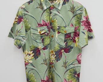 RALPH LAUREN Shirt Vintage 90's Ralph Lauren Country Floral Theme All Over Print Button Down Shirt Size 9