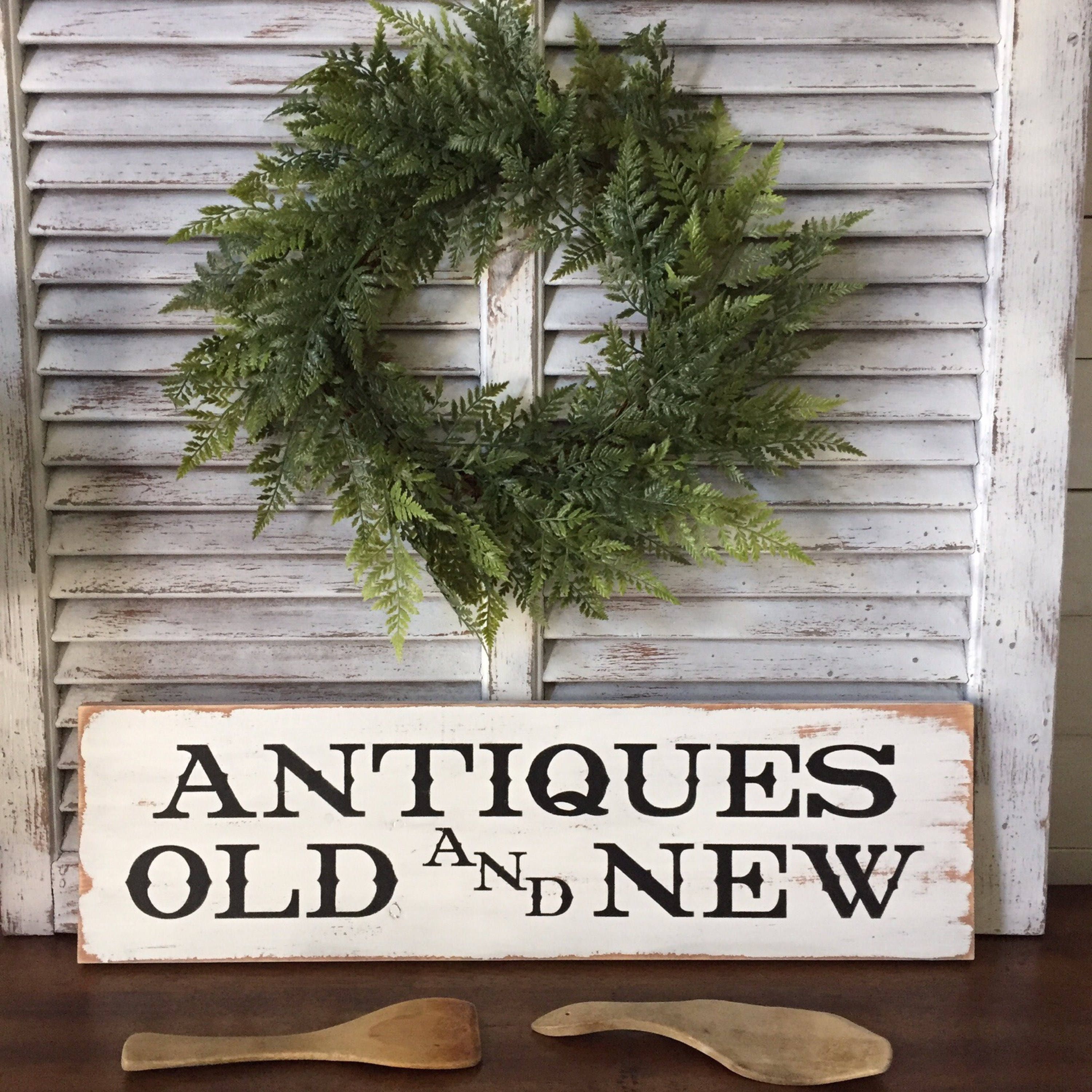 Antiques Sign Farmhouse Sign Rustic Sign Distressed Sign