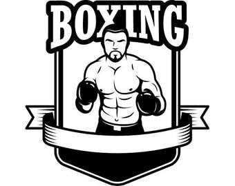 Boxing Logo #2 Boxer Gloves Ring Fight Fighting MMA Ribbon .SVG .EPS Instant Digital Clipart Vector Cricut Cut Cutting Download Printable