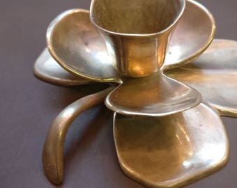 Vintage Brass Candle Holder, Lily design