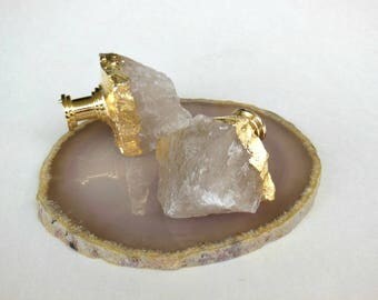 RAW CRYSTAL QUARTZ Drawer Knobs - Free-Form Natural Stone Pulls - Gemstone Cabinet Knobs