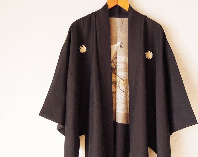Vintage Japanese Men's Haori / Takarabune (treasure ship) / Kimono jacket / kimono