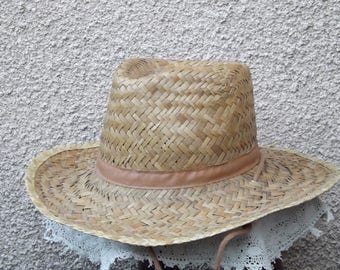 Unisex western style straw hat wide brim