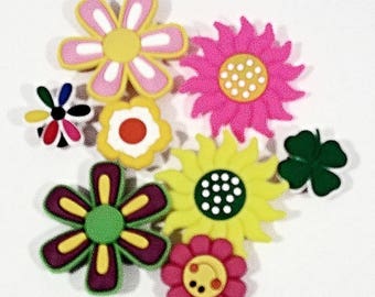 16 Flowers Button Shoe Charms for Jibbitz Bracelets Crocs shoes Cake Decorations Party Prizes - 2 Sets FREE SHIPPING!