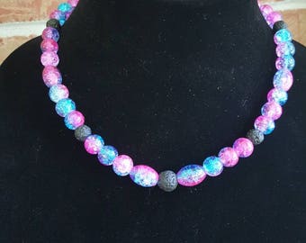 Kid's Diffuser Necklace, Essential Oil Diffuser, Aromatherapy Necklace, Galaxy, Nebula, Purple and Blue, Unisex, Gender neutral, Kids Gift