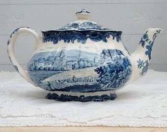 Palissy 1790 Avon Scenes Staffordshire Teapot Hand Engraved