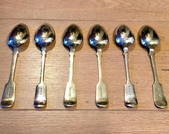 Six cuillères à soupe argentées (Angleterre) - Six silver-plated tablespoons (England)